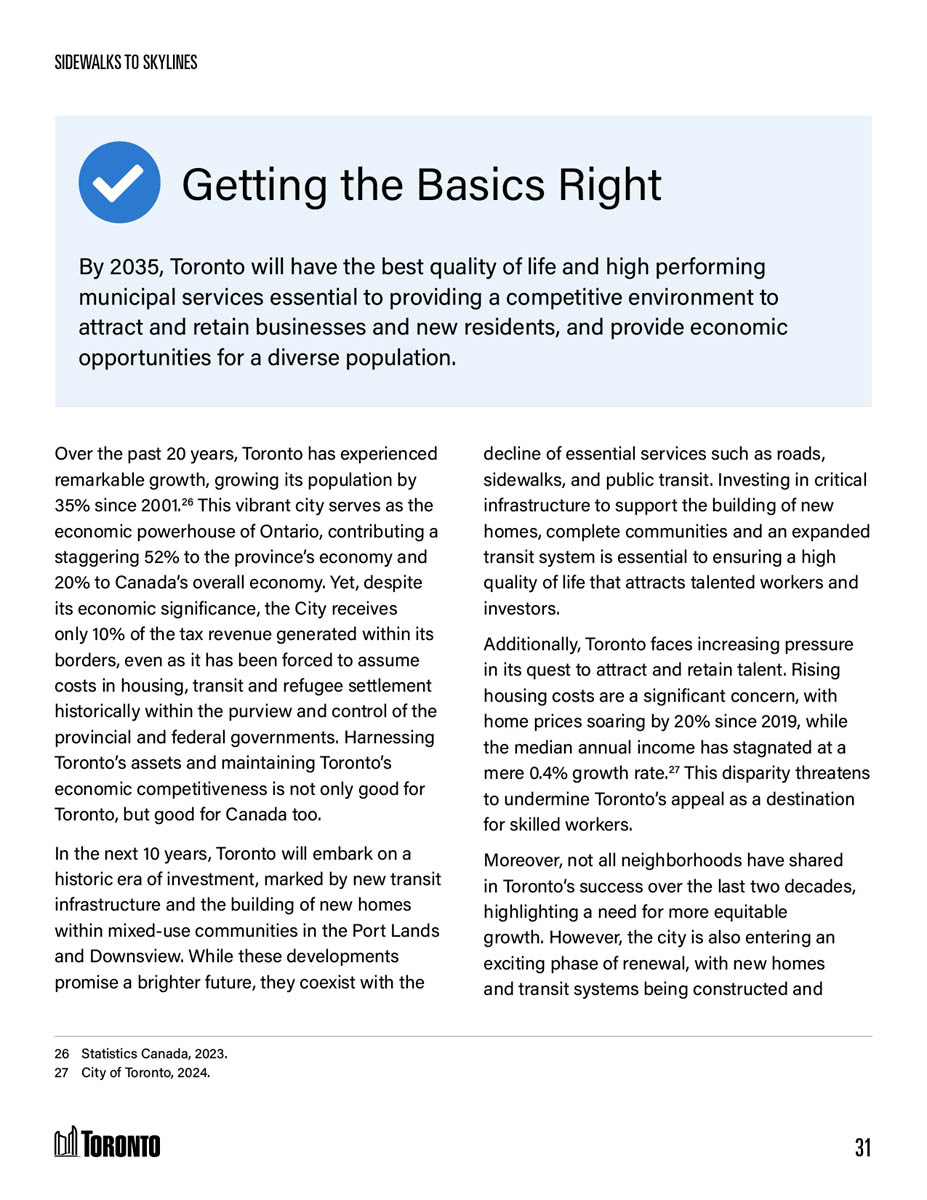 City of Toronto strategic report design