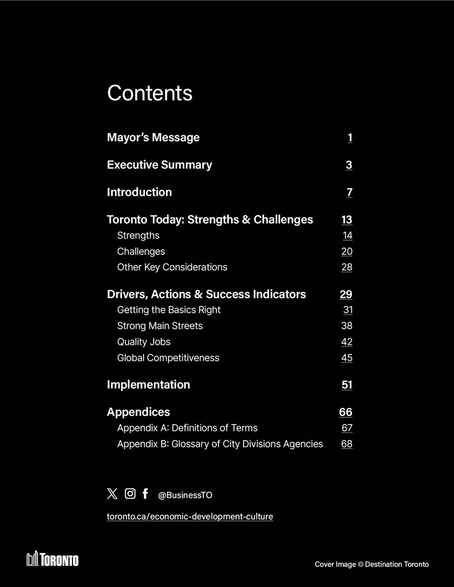 City of Toronto strategic report design