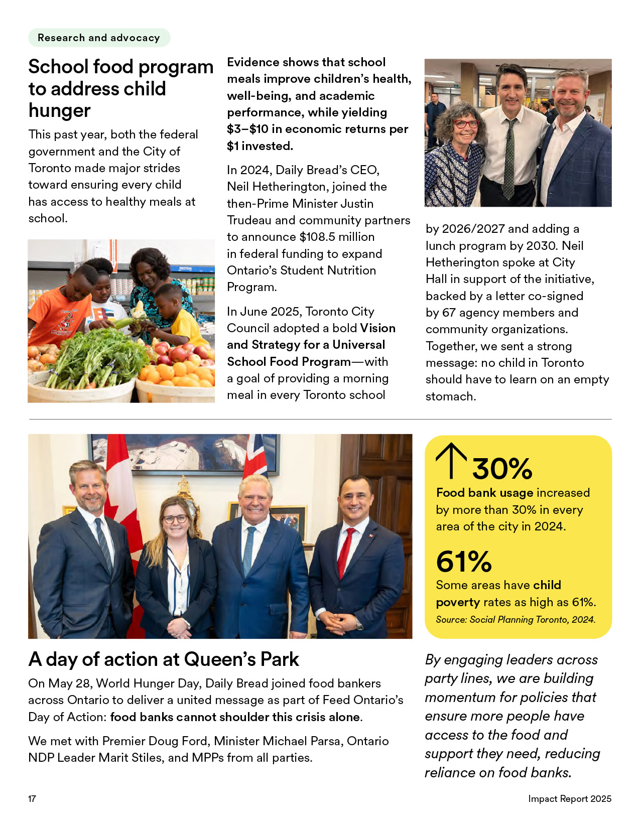 Daily Bread Food Bank 2025 Impact Report – accessible report design by Universe Design Studio